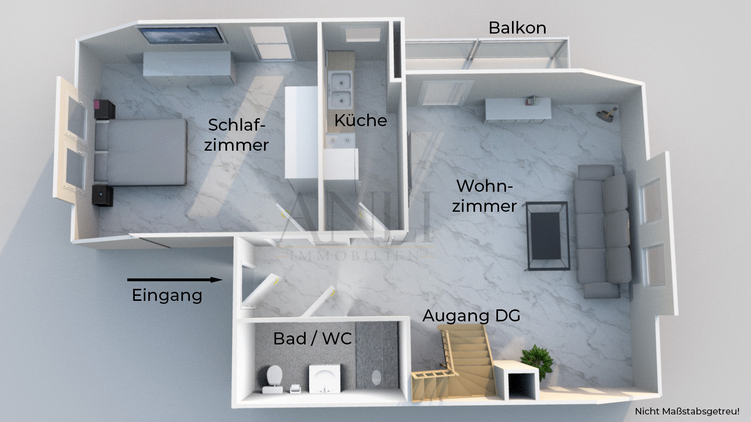 3D Grundriss - Neubau Wohnung Ulm OT Böfingen